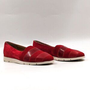 Donald J Pliner Women Red May Slip On Comfort Walking Faux Suede Sneakers Size 6